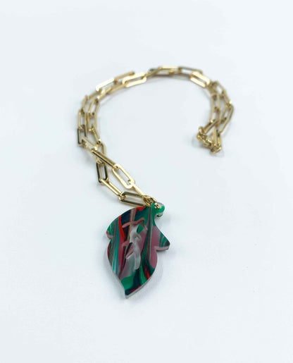 Collar hoja verde y rojo-4